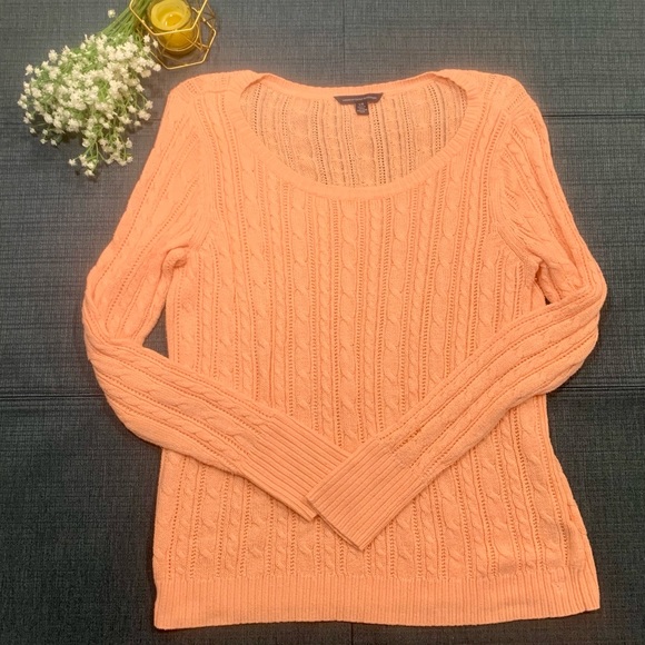 American Eagle Outfitters Sweaters - AMERICAN EAGLE Peach Cable Knit Sweater Large